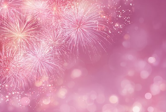 Stunning pink fireworks display bursting with vibrant energy against a soft bokeh background perfect for celebrations and special events