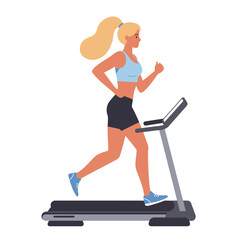 Fototapeta premium Athletic woman running on treadmill exercising for health and fitness goals illustration