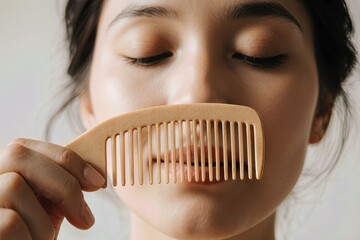 woman using wide-tooth comb