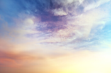 Nature composition of colorful sky background on the sunset.
