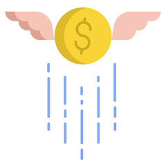 us dollar wing flat icon design