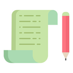 document and pencil flat icon design