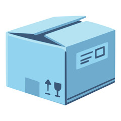 blue package box delivery flat color vector illustration template design