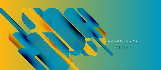 Abstract geometric shapes overlap. Blue, yellow hues create dynamic visual effect. Gradient background adds depth, modern feel.