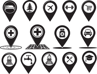 Map pointer icon set collection for website navigation and GPS location sign vector illustration