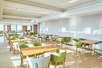 Clean and bright hotel buffet restaurant