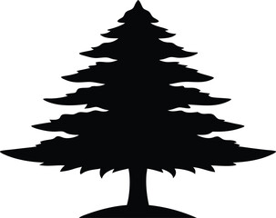 Obraz premium Pine Tree Vector Silhouette, Black on White, Pine Tree Silhouette Vector Illustration.