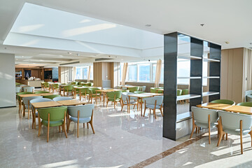 Clean and bright hotel buffet restaurant