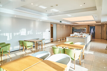 Clean and bright hotel buffet restaurant