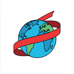 World AIDS Day concept with red ribbon wrapped around the globe.
