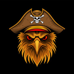 Pirate Eagle Mascot Logo Vector Illustration