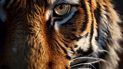 A photo of an intense close-up of a tigers whiskers