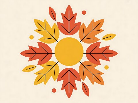 Capture the essence of autumn with this vibrant leaf circle design, perfect for seasonal greetings, fall promotions, or adding a touch of cozy charm to any project