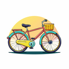 Fototapeta premium Vintage bicycle with basket and yellow accents