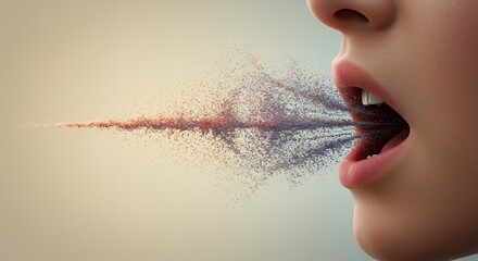 Dynamic visualization of human exhalation showing airborne particles