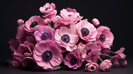 A photo of a bouquet of elegant anemone flowers