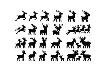 vector solid black filled icons Reindeer (Names) dasher, icon, dancer, prancer, vixen, comet, cupid, donner, blitzen, rudolph, alpha, reindeer, beta, reindeer.