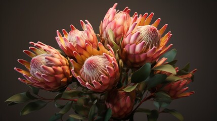 A photo of a bouquet of exotic protea flowers