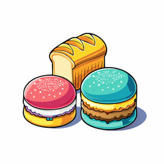 Baked goods assortment with transparent background