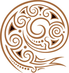 Maori inspired spiral tribal tattoo design with intricate patterns.