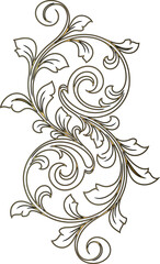 Elegant Floral Scroll Design with Intricate Leaf Details.