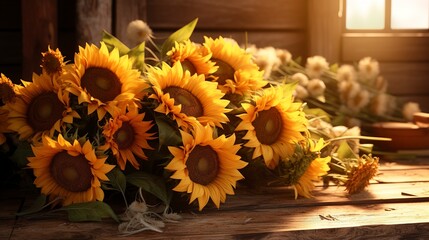 A photo of a bouquet of sunflowers