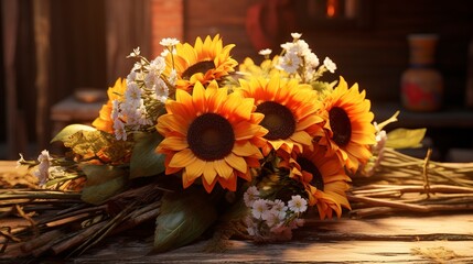 A photo of a bouquet of sunflowers