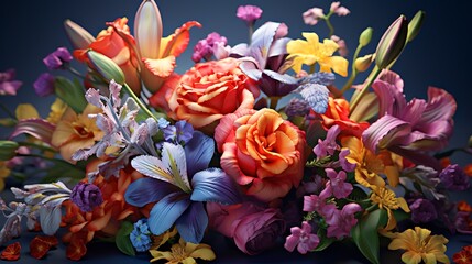 A photo of a bouquet of vibrant mixed spring blooms