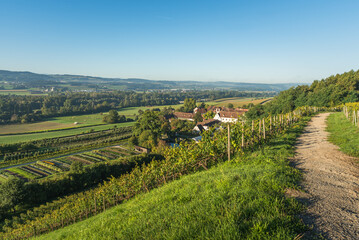 Historic Kartause Ittingen monastery with vineyards and countryside landscape in Warth, Canton of Thurgau, Switzerland