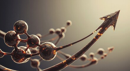 Abstract representation of molecular growth and upward progress, symbolizing scientific advancement and innovation.
