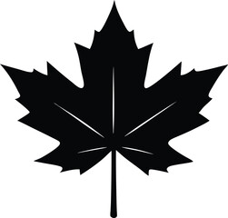 Japanese Maple Leaf Silhouette Vector Illustration, Black Japanese Maple Leaf Silhouette Flat Vector, Japanese Acer Palmatum Leaf Black Vector Icon.
