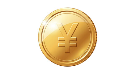 Gleaming golden yen coin symbol representing financial wealth currency exchange and economic prosperity in a shiny reflective design