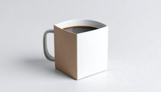 Square coffee mug with kraft paper sleeve - Powered by Adobe