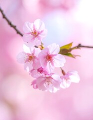 Fototapeta premium Delicate Cherry Blossoms in Full Bloom - A Springtime Delight.