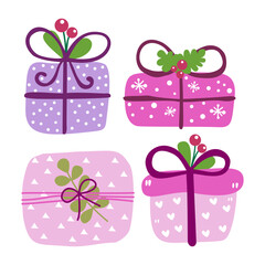 set of colorful gift boxes