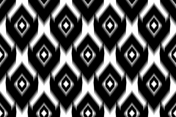 Ethnic seamless, Ikat patterns with simple shapes. Tribal and ethnic fabrics. Simple geometric pattern elements are best used in design, textile printing.