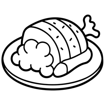sliced roast chicken plate clip art preview