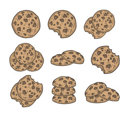 Chocolate Chip Cookie Doodle Cartoon Illustration