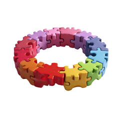Colorful puzzle piece bracelet on transparent background