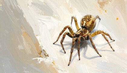 Illustration of a Detailed Spider in a Realistic Style with Light Background