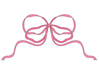 Pink Ribbon Bow Illustration