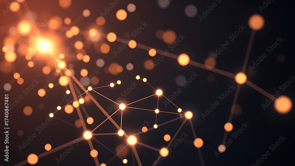 Wall mural an abstract network of glowing nodes and connections, creating a futuristic visual effect.