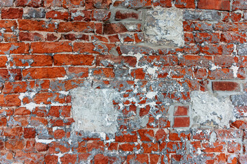Old historic red brick wall