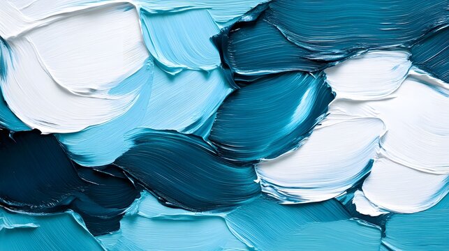 Abstract blue and white paint strokes as a cool textured background art