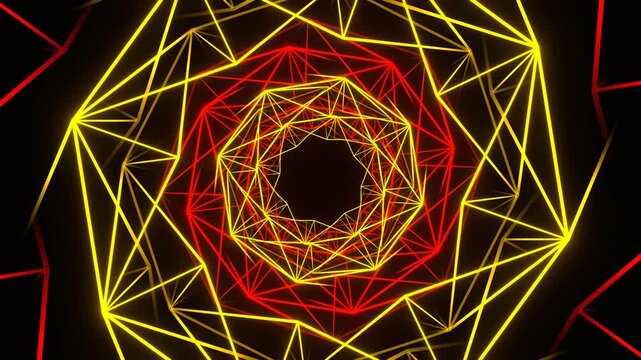 Red and Yellow Neon Grided Lines Background VJ Loopin in 4K