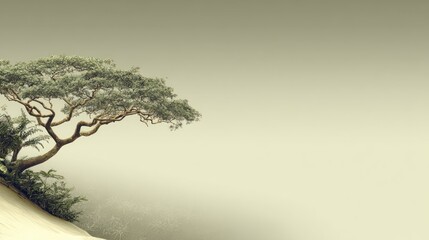 Obraz premium Scenic tree on a hillside with muted colors and copy space for design