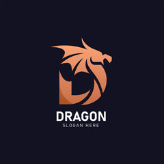 Dragon logo design with fierce mythical creature head for gaming, fantasy, sports, and strong branding