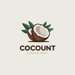 Coconut logo design with tropical fruit and leaves for food, drinks, wellness, and organic branding