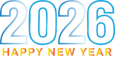 2026 Happy New Year Modern Typography Vector