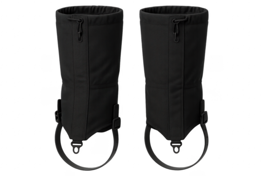 Pair of black outdoor hiking gaiters for leg protection